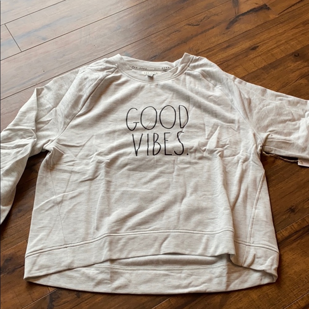 Rae dunn good vibes light grey sweatshirt
